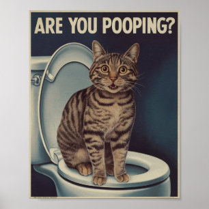 Funny Cat Poster Poepen jullie? Cat Art