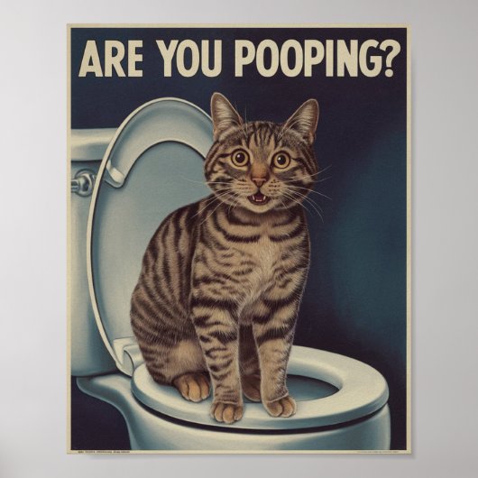 Funny Cat Poster | Poepen jullie? | Cat Art (Voorkant)
