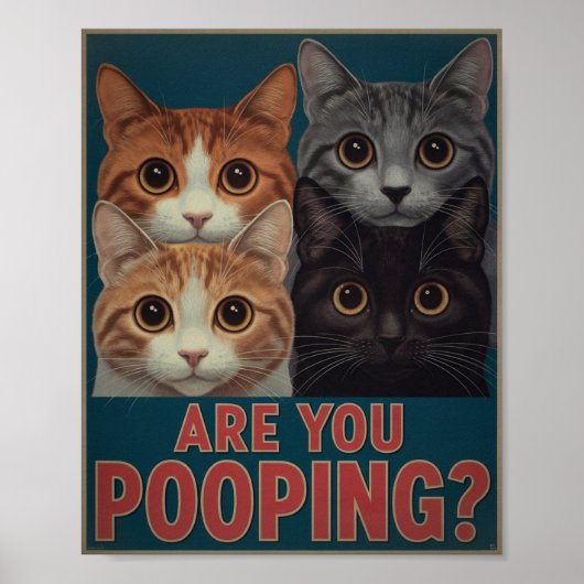 Funny Cat Poster | Poepen jullie? | Cat Art (Voorkant)
