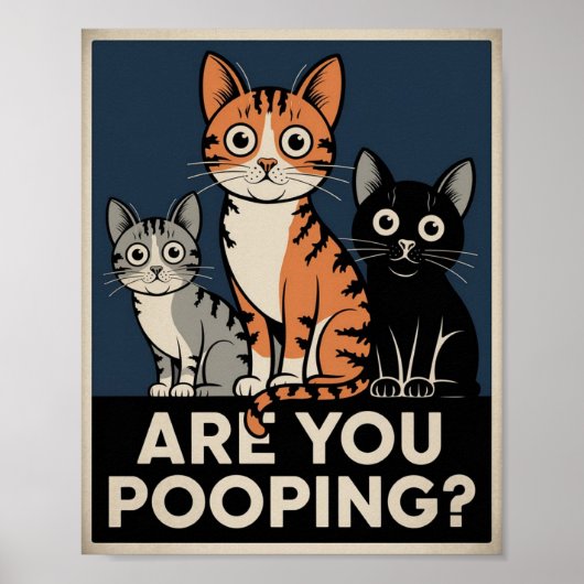 Funny Cat Poster | Poepen jullie? | Cat Art (Voorkant)