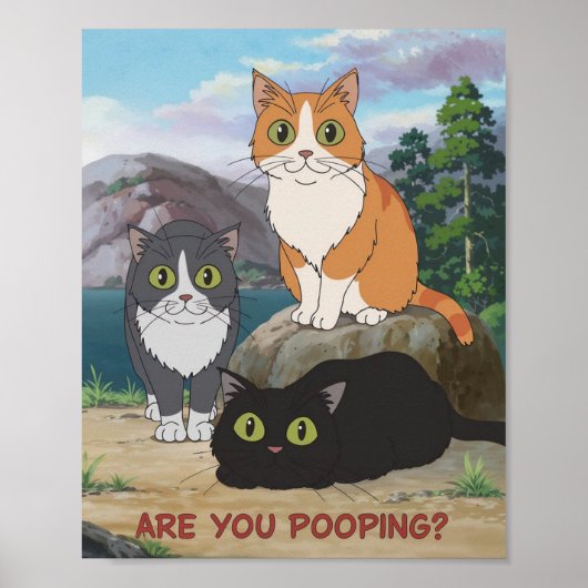 Funny Cat Poster | Poepen jullie? | Cat Art (Voorkant)