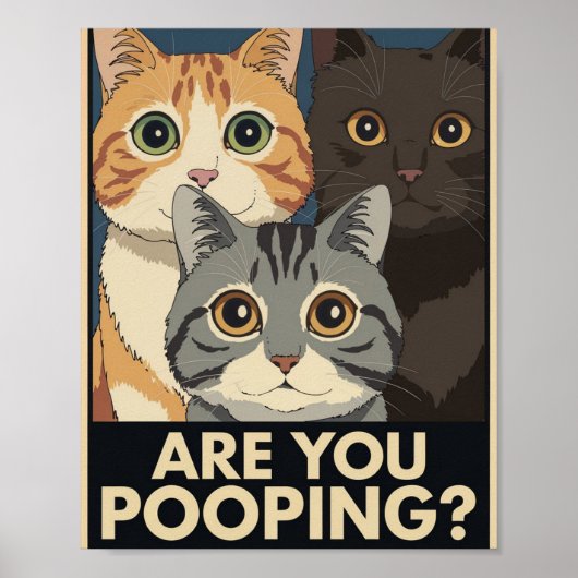 Funny Cat Poster | Poepen jullie? | Cat Art (Voorkant)