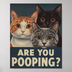 Funny Cat Poster   Poepen jullie?   Cat Art