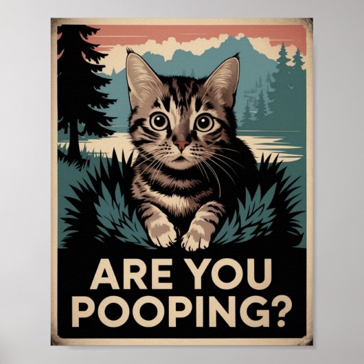 Funny Cat Poster | Poepen jullie? | Cat Art (Voorkant)