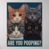 Funny Cat Poster | Poepen jullie? | Cat Art (Voorkant)