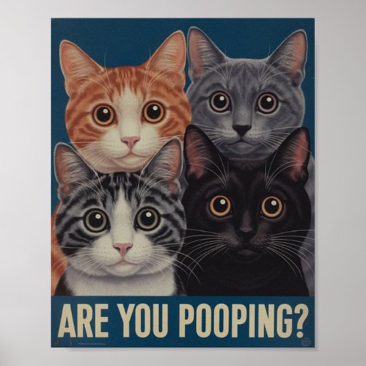 Funny Cat Poster | Poepen jullie? | Cat Art (Voorkant)