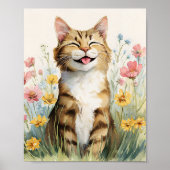 Funny Cat Poster - Schattigee glimlachende Tabby C (Voorkant)