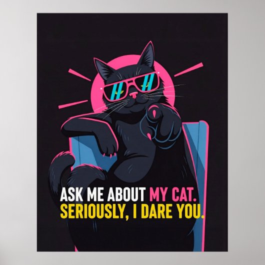 Funny Cat Poster - Vraag me naar mijn kattenmuurku (Voorkant)