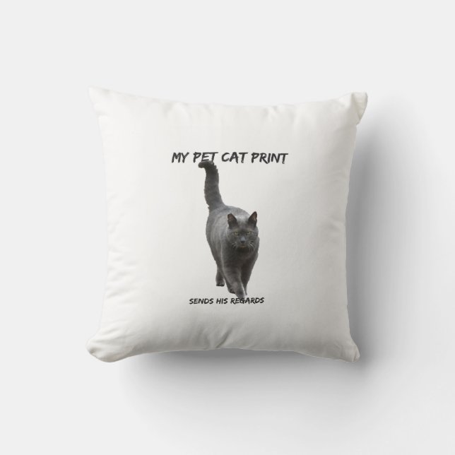 Funny cat print witte kussen (Voorkant)