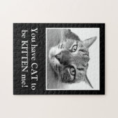 Funny Cat Pun Clever Black en White Kitten Cute Legpuzzel (Horizontaal)