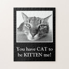 Funny Cat Pun Clever Black en White Kitten Cute Legpuzzel