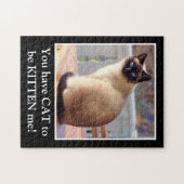 Funny Cat Pun Clever Siamese Cat Kitten Blue Eyes Legpuzzel (Horizontaal)