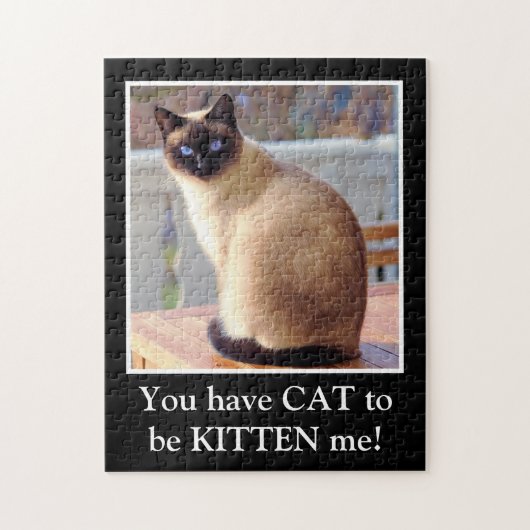Funny Cat Pun Clever Siamese Cat Kitten Blue Eyes Legpuzzel (Verticaal)