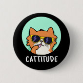 Funny Cat Pun Dark BG Ronde Button 5,7 Cm (Voorkant)