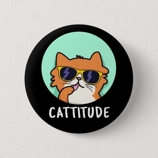 Funny Cat Pun Dark BG Ronde Button 5,7 Cm (Voorkant)