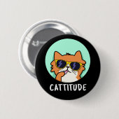 Funny Cat Pun Dark BG Ronde Button 5,7 Cm (Voorkant /achterkant)