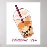 Funny Cat Pun Illustratie Poster<br><div class="desc">Perfecte pun illustratie voor kattenliefhebbers of 'bubble tea'-liefhebbers! Dit is een tekening van een belletthee,  maar de tapioca zijn katvormig. Het is een toneelstuk met woorden: ontwerp van Tapioca Tea x Cat = tapiocat tea :)</div>