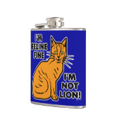 Funny Cat Pun Oranje Feline Fine Kat Heupfles (Links)