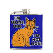 Funny Cat Pun Oranje Feline Fine Kat Heupfles (Voorkant)