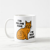 Funny Cat Pun Oranje Feline Fine Kat Koffiemok (Links)