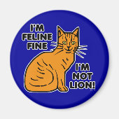 Funny Cat Pun Oranje Feline Fine Kat Magneet (Voorkant)