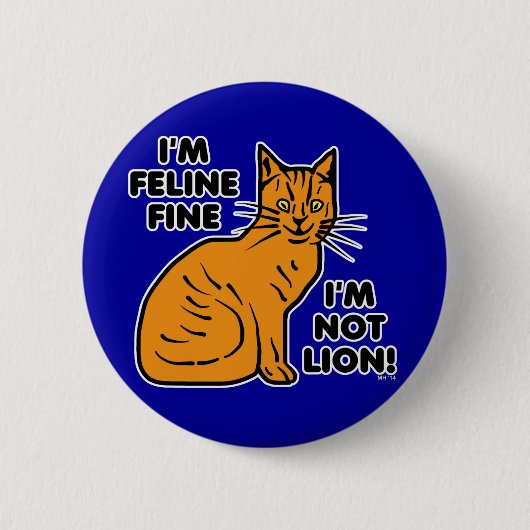 Funny Cat Pun Oranje Feline Fine Kat Ronde Button 5,7 Cm (Voorkant)