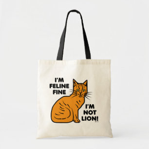 Funny Cat Pun Oranje Feline Fine Kat Tote Bag