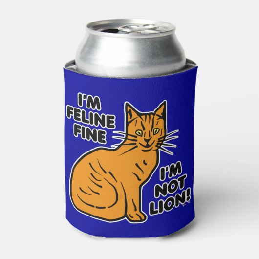 Funny Cat Pun Oranje Kat Feline Fine Blikjeskoeler (Blikje Voorkant)
