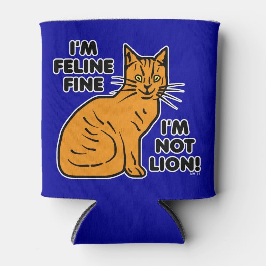 Funny Cat Pun Oranje Kat Feline Fine Blikjeskoeler (Voorkant)