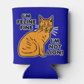 Funny Cat Pun Oranje Kat Feline Fine Blikjeskoeler (Achterkant)