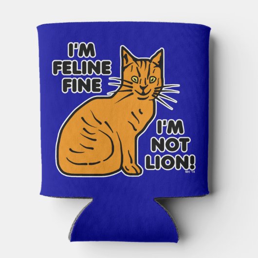 Funny Cat Pun Oranje Kat Feline Fine Blikjeskoeler (Achterkant)