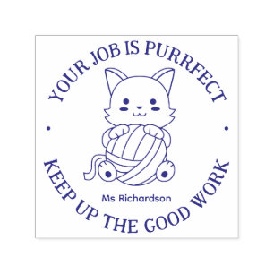 Funny Cat Pun Perfect Job Teacher Aanmoediging Zelfinktende Stempel