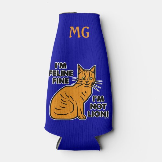 Funny Cat Pun Sinaasappel Kat Feline Fine Monogram Flesjeskoeler (Voorkant)