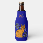 Funny Cat Pun Sinaasappel Kat Feline Fine Monogram Flesjeskoeler (Fles Voorkant)