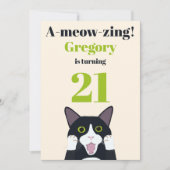 Funny cat pun uitnodiging voor 21ste verjaardagsfe (Voorkant)