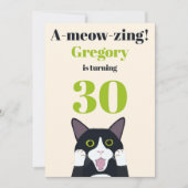 Funny cat pun uitnodiging voor 30e verjaardag (Voorkant)