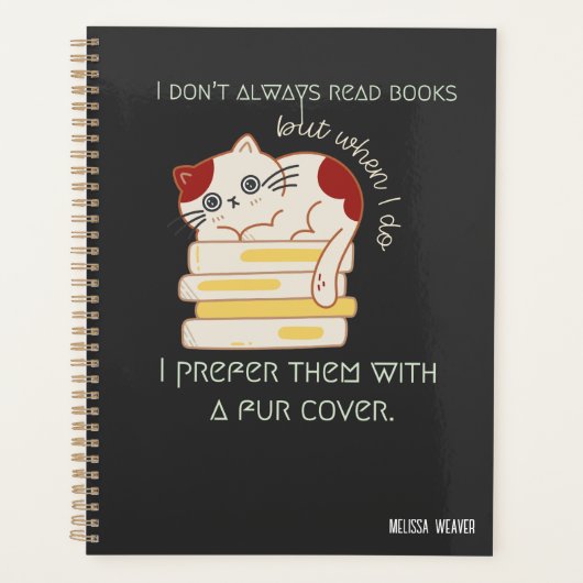 Funny Cat Pun voor boekwormen Planner (Voorkant)