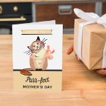 Funny Cat "Purr-fect" Mother's Day Kaart<br><div class="desc">Send a special Mother's Day greeting with this funny "Purr-fect" cat lover's greeting card. The simple design features a cartoon cat with the wording "Wishing you a Purr-fect Mother's Day!". You can easily change the wording on the front and inside of the card using Zazzle's design tool. There is also...</div>