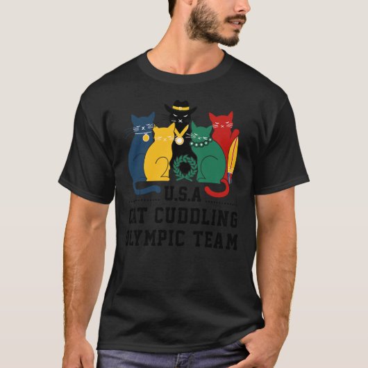 Funny Cat Quote Cat Cuddling Olympic Team Cool Men T-shirt (Voorkant)