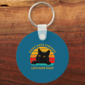 Funny Cat Quote Dogs Have Owners Cats Have Staff R Sleutelhanger (Voorkant)