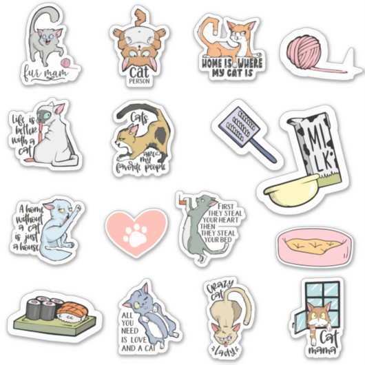 Funny Cat Quotes Stickers (Voorkant)