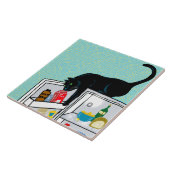 Funny Cat Raids Fridge Art Tegeltje (Zijkant)