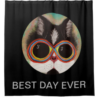 Funny Cat Rainbow Joe Shower Curtain Beste dag ooi Douchegordijn
