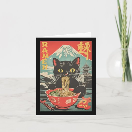  Funny Cat Ramen Anime Cat Japanese Graphic Kaart (Voorkant)