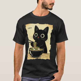 Funny Cat Ramen Grafische T-shirt Japanse Kawaii A