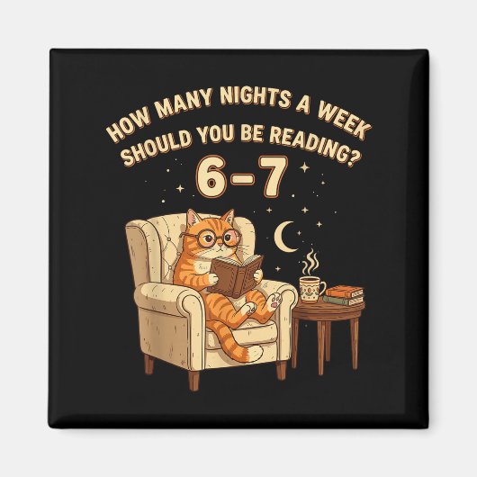 Funny Cat Reading 6-7 Meme Englieacher Book Lover Magneet (Voorkant)