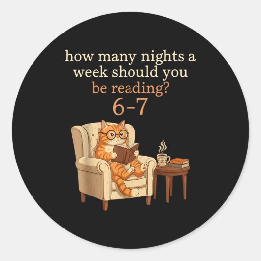 Funny Cat Reading 6-7 Meme Englieacher Book Lover  Ronde Sticker (Voorkant)