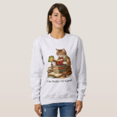 Funny Cat Reading Books Sweatshirt – Retro Design (Voorkant volledig)