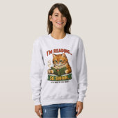 Funny Cat Reading Retro Book Lover Trui (Voorkant volledig)