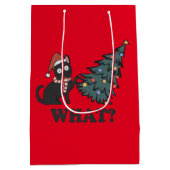 Funny Cat Red Kerstmis Middelgrote Gift Bag Medium Cadeauzakje (Achterkant)